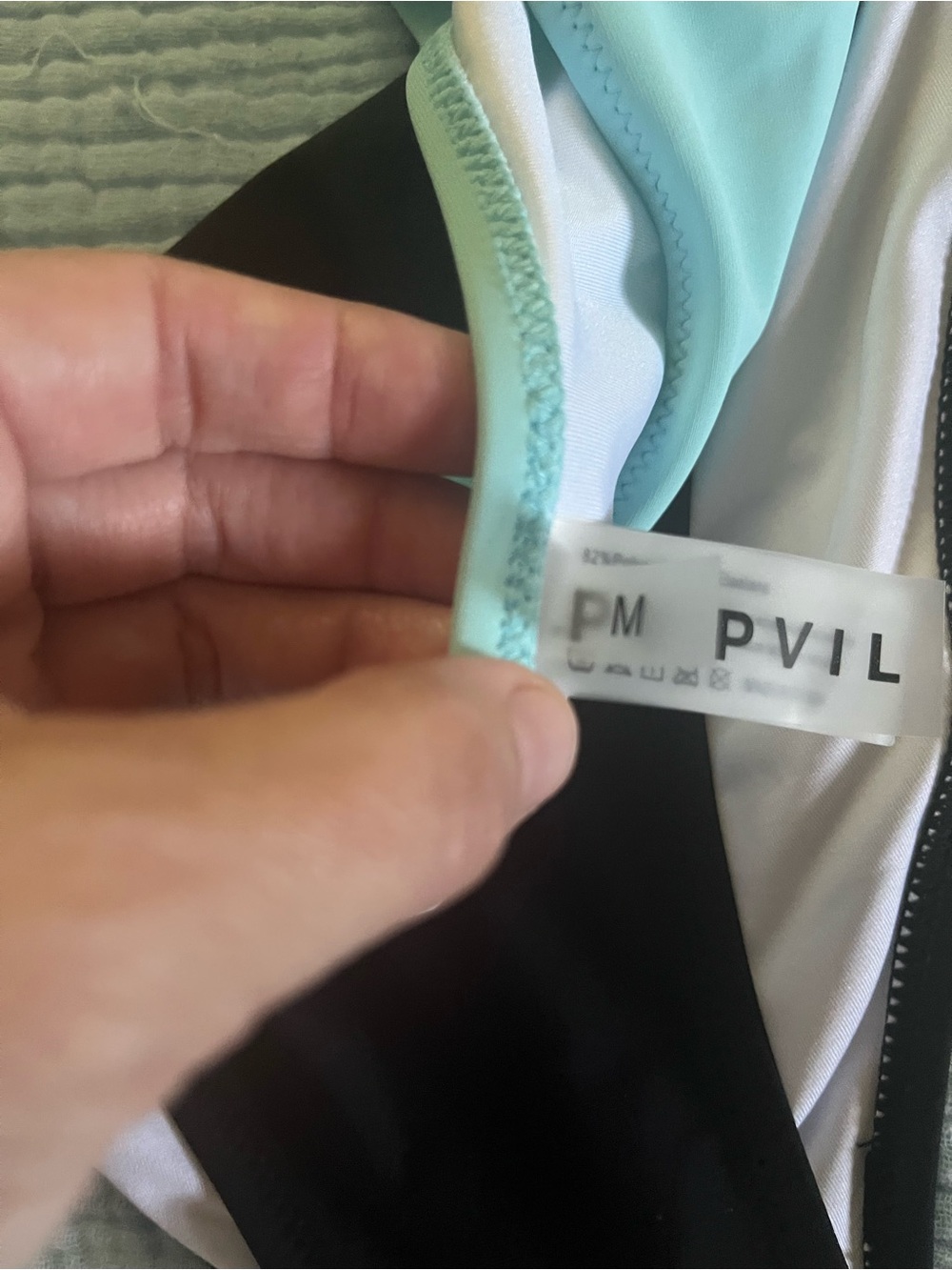 Mint & Black Two-Tone! Bikini Top Has Underwire Bra! High Waisted- Petite Medium - Picture 7 of 11